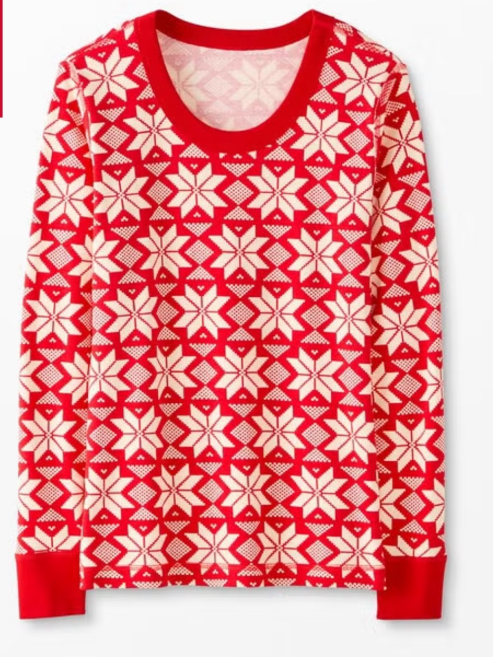Hanna Andersson Women’s Long John Pajama Top Scandi Snowflake Large Winter